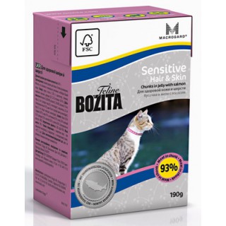 Bozita для кошек, для здоровой кожи и шерсти, кусочки в желе, с лососем (Feline Funktion Sensitive Hair&Skin)