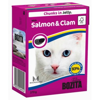 Bozita для кошек, кусочки в желе, с лососем и мидиями (Feline Chunks in Jelly with Salmon&Clam)