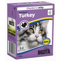 Bozita для кошек, кусочки в желе, с рубленой индейкой (Feline Chunks in Jelly with Minced Turkey)