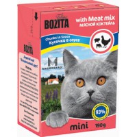 Bozita Mini для кошек, кусочки в соусе, мясной коктейль (Chunks in Sauce with Meat Mix)